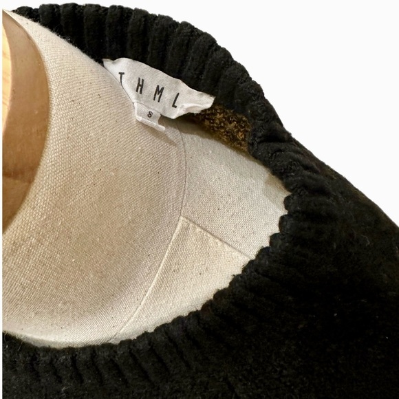 *NWOT* ANTHROPOLOGIE THML Cheetah Crewneck Swtr Black&Gold — S — Dense Lux Weave - Picture 5 of 8